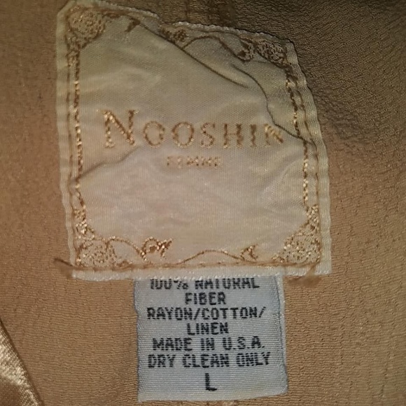 Nooshin Femme Tan Linen Blend Maxi Dress Sz Large - Picture 4 of 6